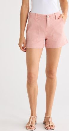 AG - Adriano Goldschmied Analeigh High Waist Workwear Twill Shorts in Sulfur Sparkling Rose at Nordstrom, Size 31