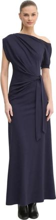 Diane Von F&uuml;rstenberg Asymmetrische Maxi Jurk - Dames - Avondkleed - Blauw - XS - Nylon - Kleedjes