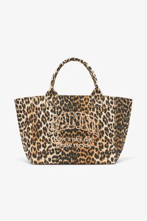 Ganni Brown Leopard Medium Tote