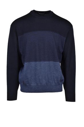 Emporio Armani Crew Neck Wool Sweater - Blue