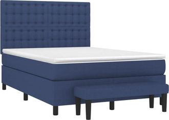 vidaXL Vidaxl - Cama Box Spring Con Colch&oacute;n Tela Azul 140x190 Cm