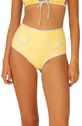 Montce Swim Polly Contrast Trim Bikini Bottoms in Sunshine at Nordstrom, Size X-Large