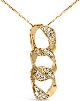 House of Brilliance 14K Yellow Gold Plated Silver 1/6 Cttw Diamond Circle Hoop 18 Pendant Necklace at Nordstrom
