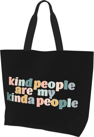 AOOEDM Kind People Are My Kinda People Ladies Canvas Tote Reusable Shopping Bag