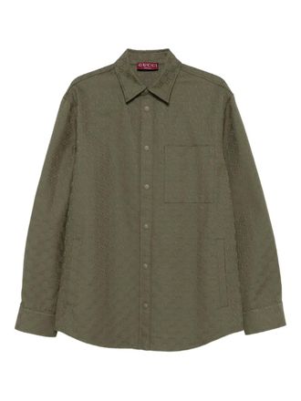 Gucci monogram-embossed shirt - men - Cotton/Polyester/Cotton - 48 - Green