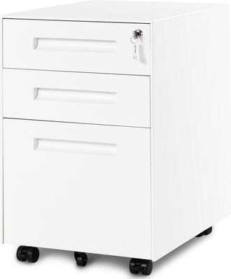 Merax Merax - File Cabinet 3 Drawers Mobile Office Filing Cabinet with Embedded Handle and Lock, White