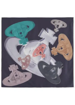 Vivienne Westwood Halftone Orbs Printed Silk-satin Scarf - Navy - One Size