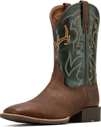 Ariat Mens Sport Outdoor Western Boots in Brown Oiled Rowdy Tack Green, D Medium Width, Size 9.5, by Ariat