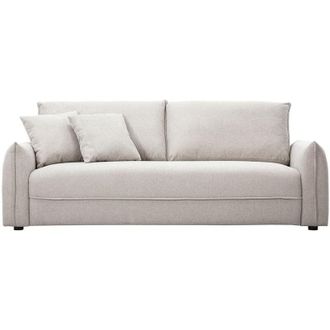 Miliboo Divano a 3 posti in tessuto effetto velluto beige testurizzato PIO