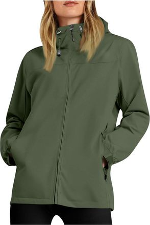 Generic Womens Fashion Waterproof Jacket Windproof Hooded Lightweight Long Sleeve Raincoat Outdoor Casual Running Hiking Travel Fall Jackets light rain jacket