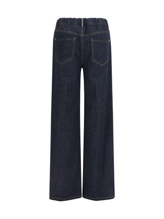 Brunello Cucinelli Womens Palazzo Denim Pants Blu Cotton Trousers