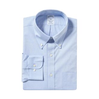 Brooks Brothers Regular Fit Non-Iron Katoenen Overhemd met Button-Down Kraag - Heren - Zakelijke Overhemden - Blauw - XS - Katoen - Overhemden