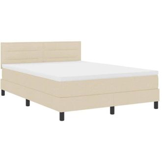vidaXL Box Spring Bed with Mattress Cream 160 x 200 cm Fabric vidaXL
