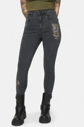 Disturbia Hexborn Baba Yaga Denim Skinny Jean in Grey at Nordstrom, Size 16
