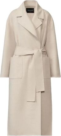 Fabiana Filippi Wollen jas met ceintuur - Dames - Mantels - Beige - Maat: 2XS Wol