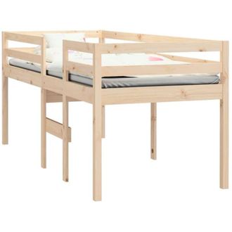 vidaXL Vidaxl - High Sleeper Bed without Mattress 75x190 cm Small Single Solid Wood Pine