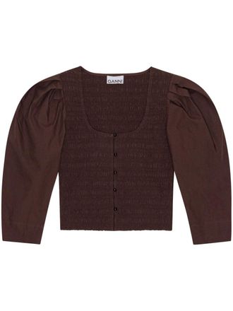 Ganni Blusa in cotone biologico - Marrone