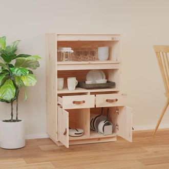 Berkfield Home Highboard 67x40x108.5 cm Solid Wood Pine in Natural