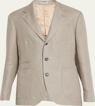 Brunello Cucinelli Mens Chevron Linen Sport Coat