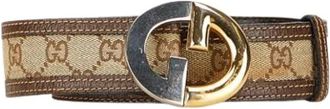 Gucci Pre-owned Belts, female, Beige, Size: ONE SIZE Pre-owned Canvas Belt