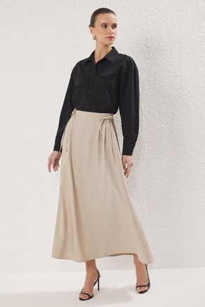 Trendyol Modest Dames Beige Effen Maxi A-lijn A-lijn Modest Rokken