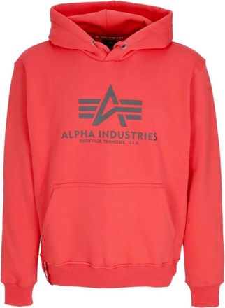 Alpha Industries Basic Hoodie met Kangoeroezak - Heren - Hoodies - Rood - S - Katoen - Hoodies & sweatvesten