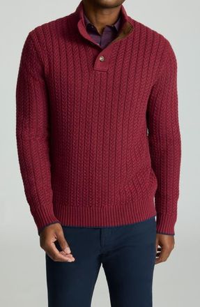 UNTUCKit Castilla Cable Knit Half Button Pullover in Red at Nordstrom, Size Xxx-Large