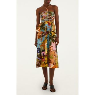 Farm Rio Tropical Print Corded Bodice Midi Dress in Multicolor at Nordstrom, Size Xx-Small