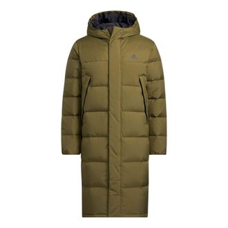 adidas Outdoor Hooded Thermal Down Long Jacket Olive Green HZ2598
