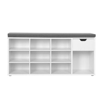 Calicosy Banco de almacenamiento de zapatos blanco, 10 compartimentos, 1 caj&oacute;n