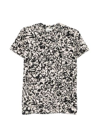 Dries Van Noten Black Beige Patterned Crew Neck T-Shirt