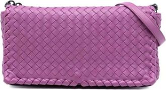 Bottega Veneta Pre-owned Shoulder Bags, female, Purple, Size: ONE SIZE Pre-owned Leather Shoulder Bag