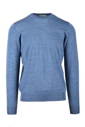 FILIPPO DE LAURENTIIS Blue Merino Wool Mens Crewneck Pullover