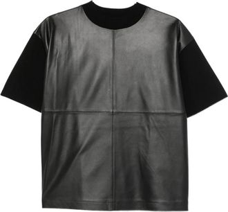 Max Mara Panel T-shirt met Ronde Hals - Dames - T-shirts - Zwart - L - Tops