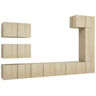 Berkfield Home 8 Piece TV Cabinet Set Sonoma Oak Engineered Wood in Light Tan