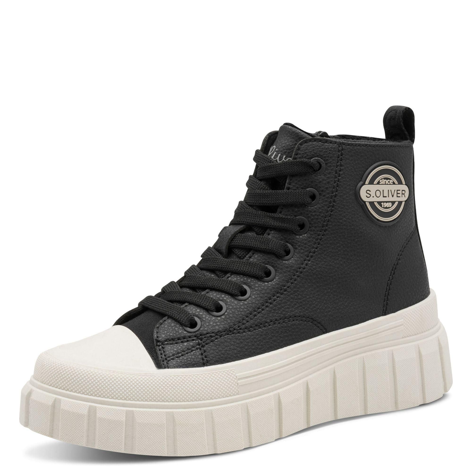 High Top Bequeme Schwarze Sneaker Damen Kaufe Herbst Winter Damen High Top  Flache Sneakers Einfarbig