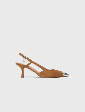 Maje Metallic-toe Suede Pumps - Camel - Maje