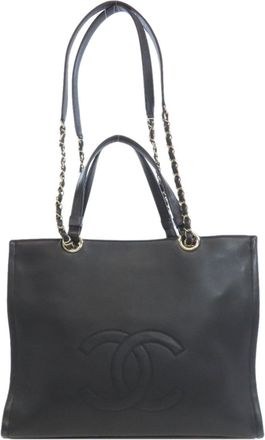 Chanel Black Leather Tote Bag (Pre-Owned)