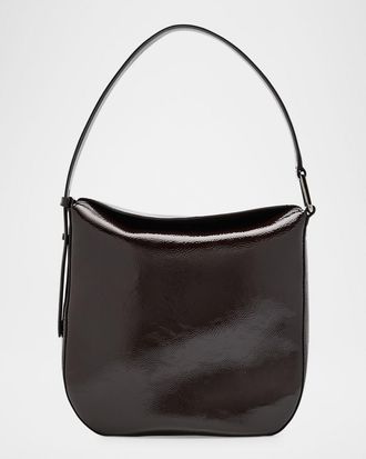 Akris Anna Medium Lacquered Leather Hobo Bag