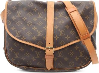 Louis Vuitton 1999 Saumur 35 crossbodytas met monogram gesp - Bruin