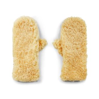 Bottega Veneta Gloves, male, Beige, 8 1/2 IN, Shearling Leather Logo Gloves