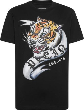 Philipp Plein Tops, Heren, Zwart, L, Katoen, T-shirt Round Neck SS Tattoo