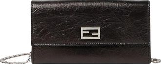 Fendi Tube Continental With Chain - Dames - Schoudertassen - Zwart - ONE Size - Leer - Tassen