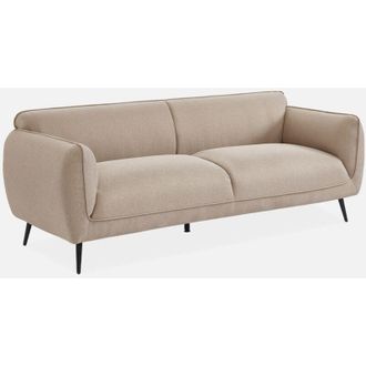 Sweeek Sweeek - Sofá de 3 plazas en tela con patas de metal, Soft, Beige, 205x82.3x76.3 cm