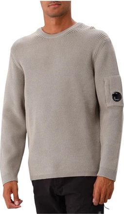 C.P. Company Vintage Khaki Geribbelde Crew Neck Sweater - Heren - Ronde hals truien - Groen - S - Truien & Vesten