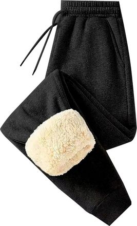 Generic Fleece Sweatpants Women Baggy Plush Wide Leg Pants for Women Plus Size Walkingtrousers Baggy Wide Legpants Lined JoggersPants with Pockets Loungewear 