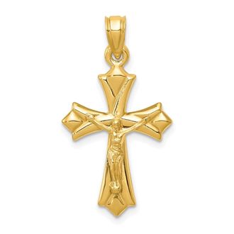 Diamond2Deal 14k Yellow Gold Reversible Crucifix Pendant