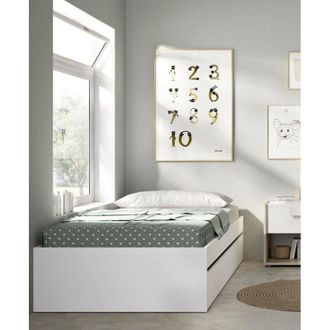 Dmora Cama Infantil Aka, Cuna Para Dormitorio, Conjunto De Dormitorio, Estructura Del Sostenedor Del Colch&oacute;n, 96x195 H40 Cm, Blanco - Dmora
