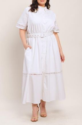 Flying Tomato Cotton Belted Shirtdress in White at Nordstrom Rack, Size 1X