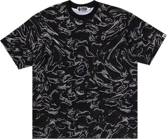 A Bathing Ape Marbling Camo One Point Relaxed Fit Tee Black 1K80-109-305-BLACK